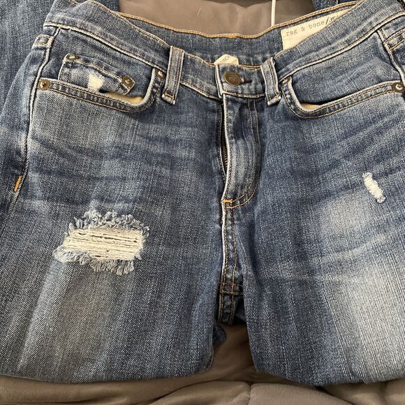 Rag & Bone 10 Inch Dre Destroyed Released Hem Skinny Jeans NWOT Size 24 - Picture 5 of 10